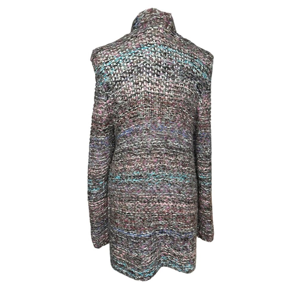 Anthropologie Moth Chunky Knit Open Cardigan Sweater Large Multicolor Cozy Boho - Picture 4 of 11